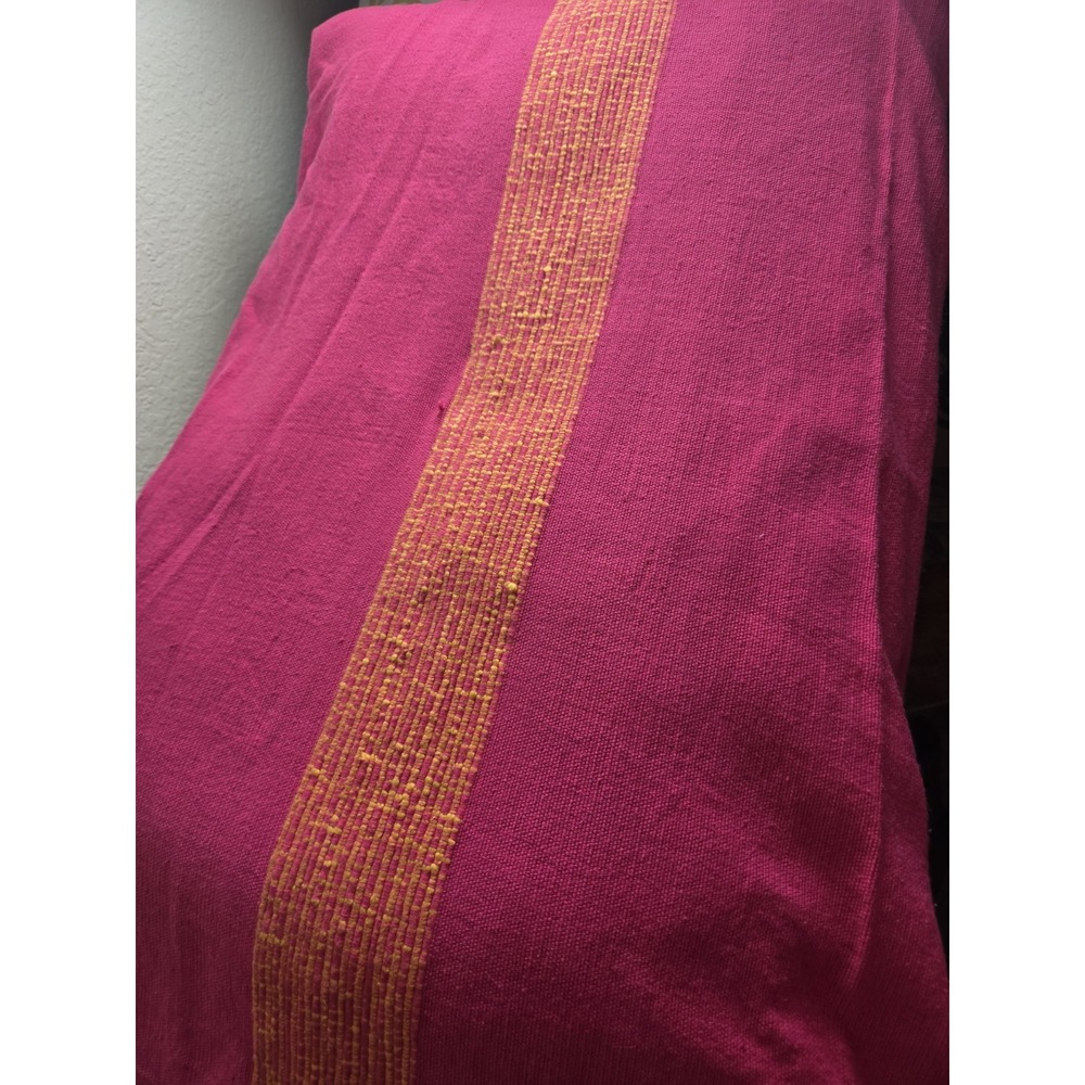 Fushia Pink & Yellow Thick Woven Bedspread 112x120 Spanish Style Southwestern